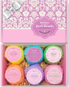 Bath Bombs Gift Set 6 Bubble Bath Fizzies 6 x 2oz with Natural Dead Sea Salt Cocoa and Shea Essential Oils Best Gift Idea for Birthday Mom Woman