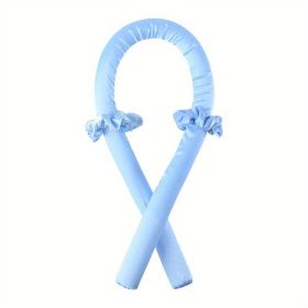 Soft Rubber Sleeping Curls Headband with Hair Clips and Scrunchie - No Heat Curls Ribbon for Lazy Hair Care (Color: Blue (without Clip))