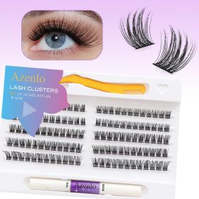 Eyelash Extension Kit Single Box 120 Pieces Eyelash Cluster Kit Eyelash Bonding and Sealing Waterproof Eyelash Tweezers DIY Eyelash Extension Kit (Color: Black)